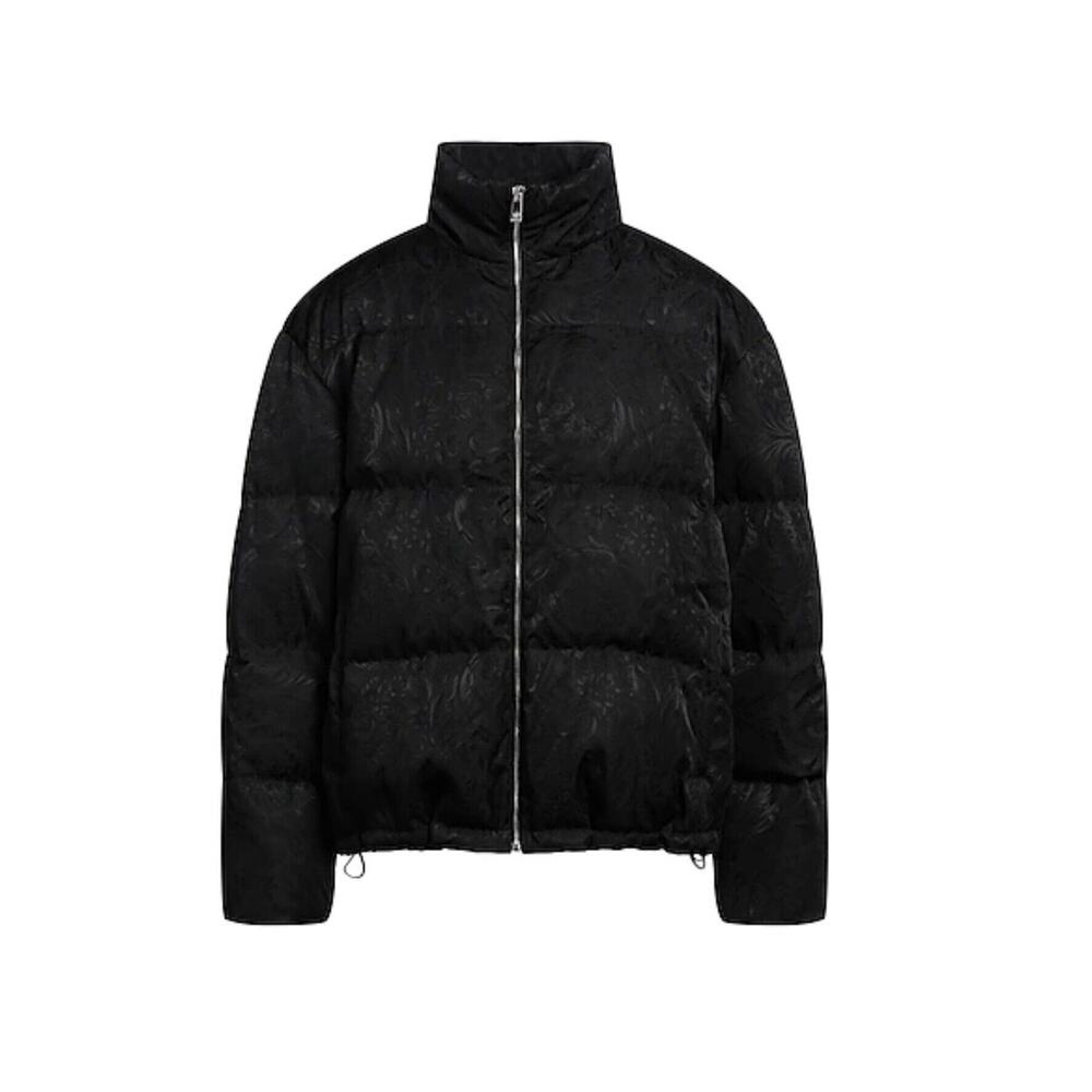 NWT Versace IT 54 2XL Barocco Jacquard Hooded Down Puffer Jacket Black $2,425